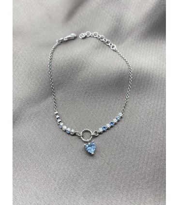 PULSERA RIVIERE GARRA CORAZÓN AGUA MARINA